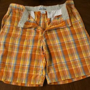 MEN'S Columbia Vibrant Orange and Blue Plaid Shorts